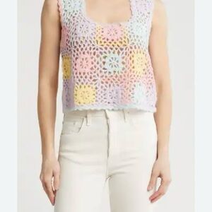 Cotton Emporium Multicolor Crochet Tank Top